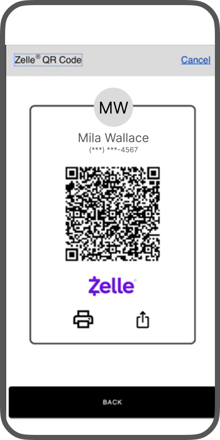 Step 7 Zelle QR Code