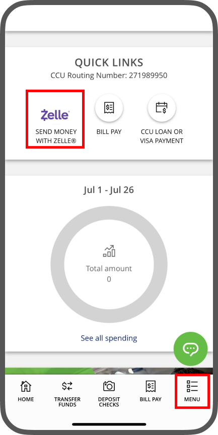 Access Zelle in CCU APP Access Zelle in CCU APP
